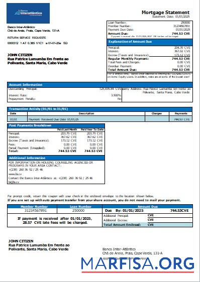 Blank Cabo Verde Banco Inter Atlântico bank mortgage statement scr download for verification